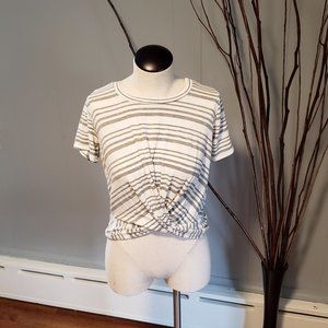 grey and white cropped striped T size Small